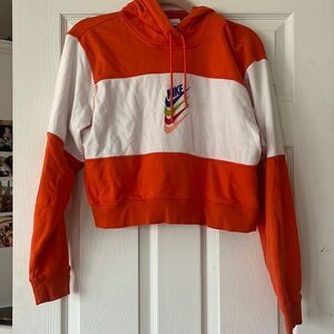 Nike Orange and White Hoodie